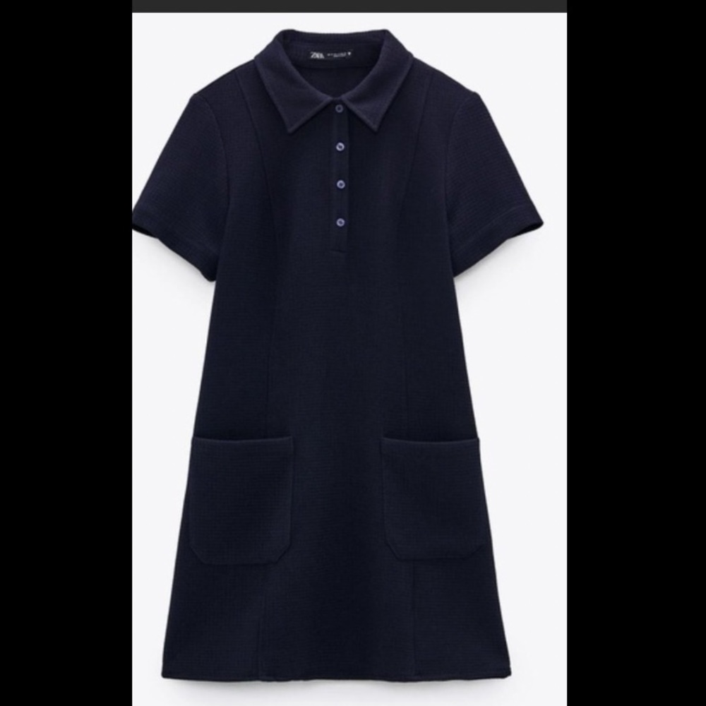 Zara new large pique navy polo dress